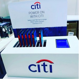 Custom @citi Branded charging station used during the #presidentscup